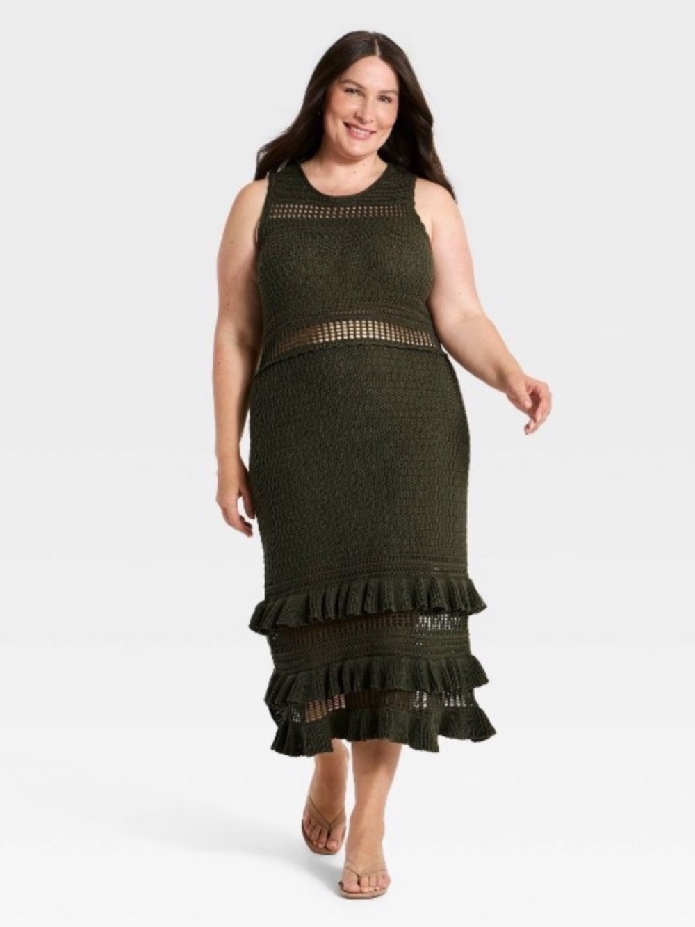 A New Day Ruffle Knit Midi Dress Women's Plus Size 4X NWT